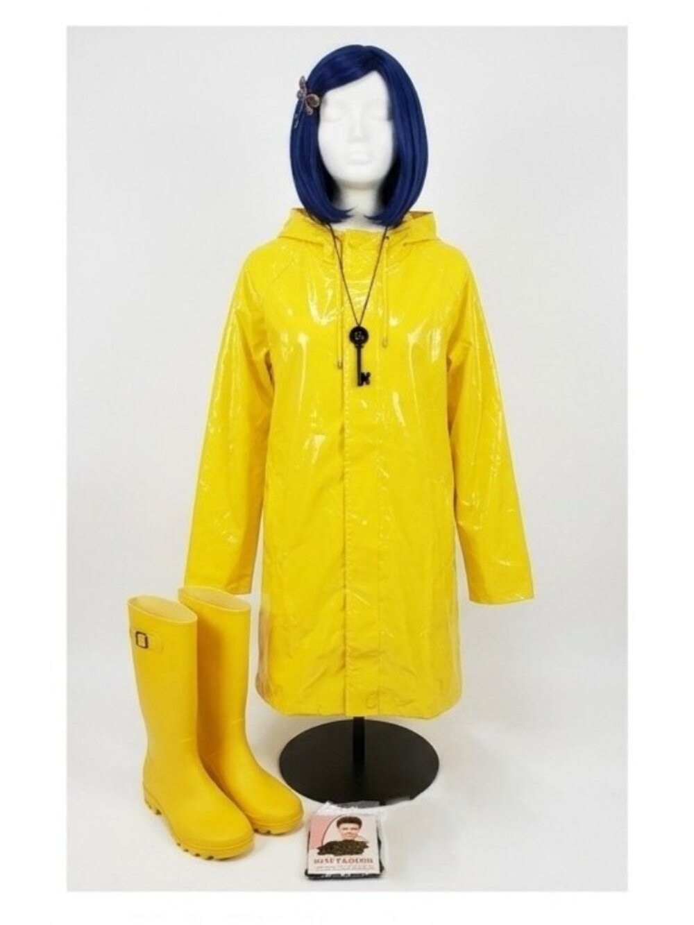NWT Coraline Complete Cosplay Set: Yellow Raincoat, Boots & Accessories